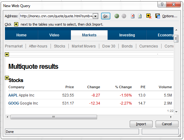 Monitor Stock Prices markets